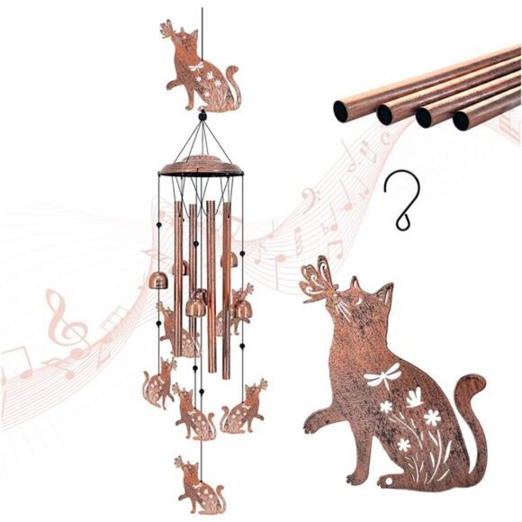 Cat Wind Chimes Outdoor Cat Gifts for Women/Men/Mom/Grandma/Wife/Friends - Picture 1 of 7